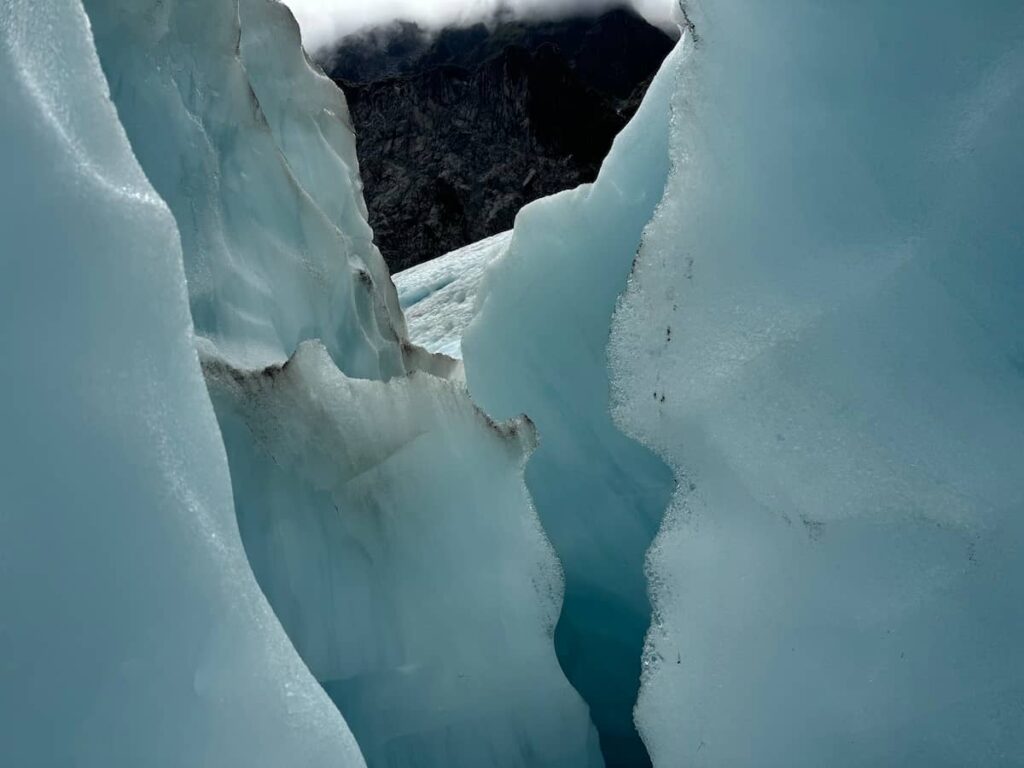 Layers of ice walls on Fox Glacier.