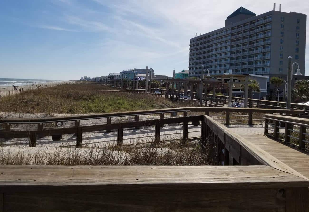 Beachfront and Sand Dunes beachfront boardwalk in carolina beach