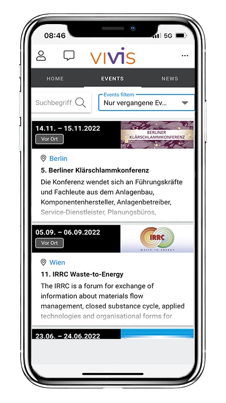 vivis-App Ansicht