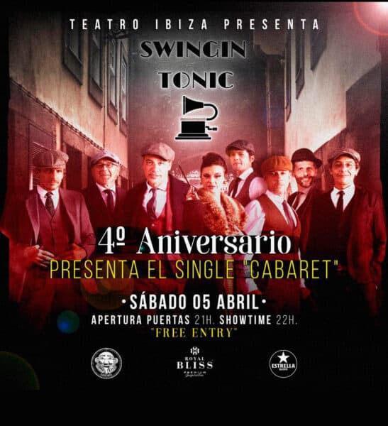 Concert de Swingin Tonic au Théâtre Peryra à Ibiza, avril. Bienvenue à Ibiza Swingin Tonic fête son 4e anniversaire au Théâtre Pereyra