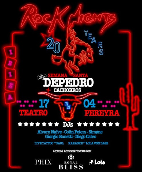 Fête d'anniversaire Rock Nights, concert au Théâtre De Pedro Pereyra, Ibiza Bienvenue à Ibiza Depedro au Théâtre Pereyra inaugure le 20e anniversaire des Rock Nights