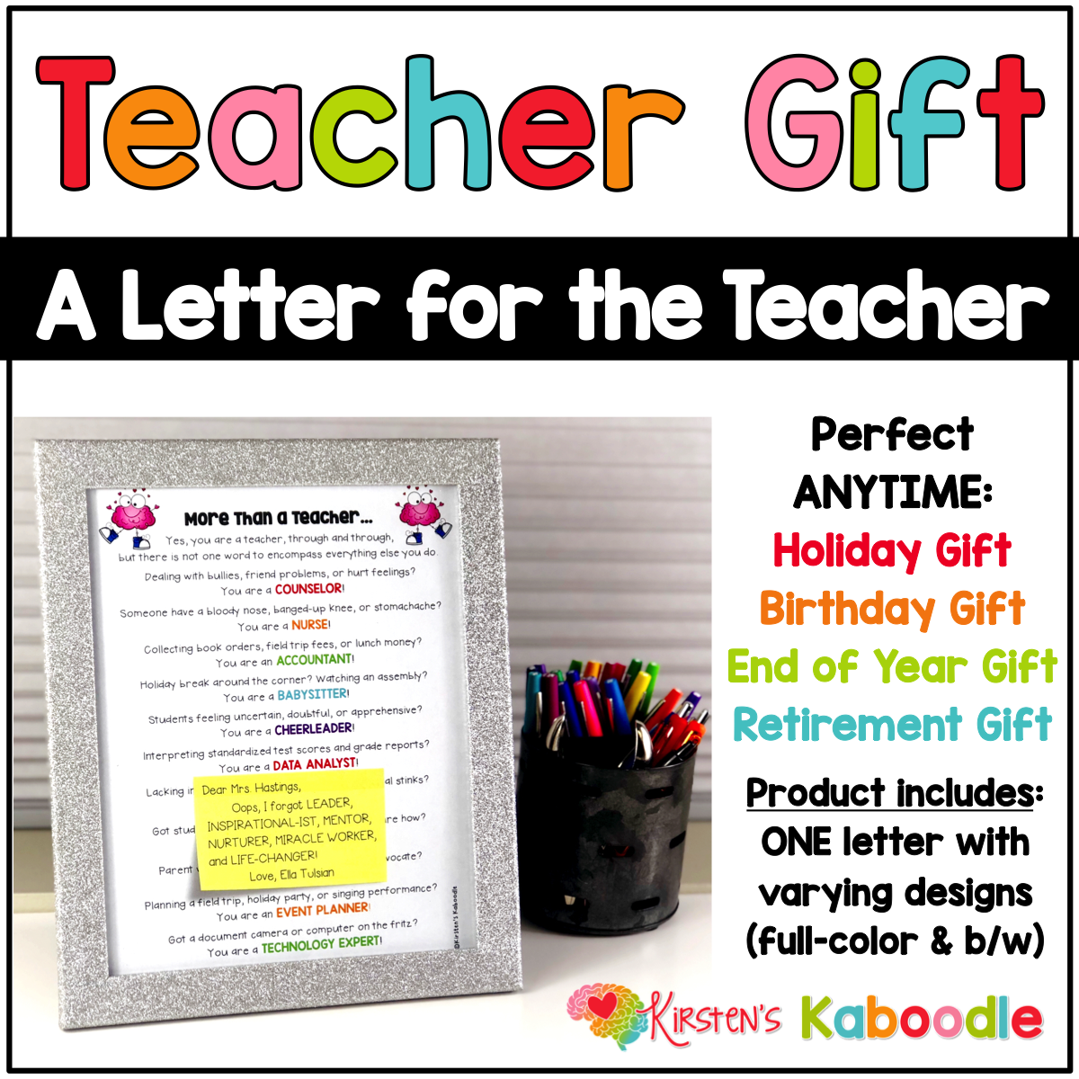 Teacher Gift: A Letter to the Teacher