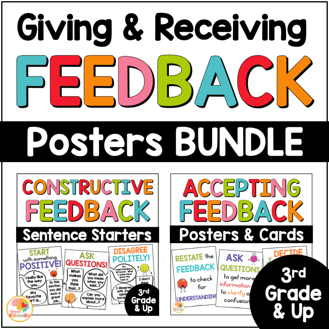 Giving and Receiving Feedback Posters for Kids BUNDLE