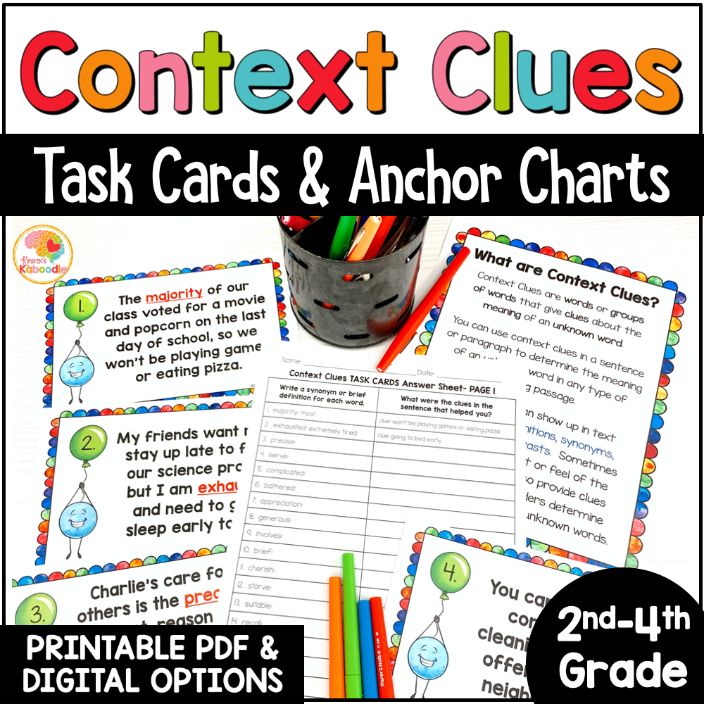 context-clues-task-cards-2nd-grade