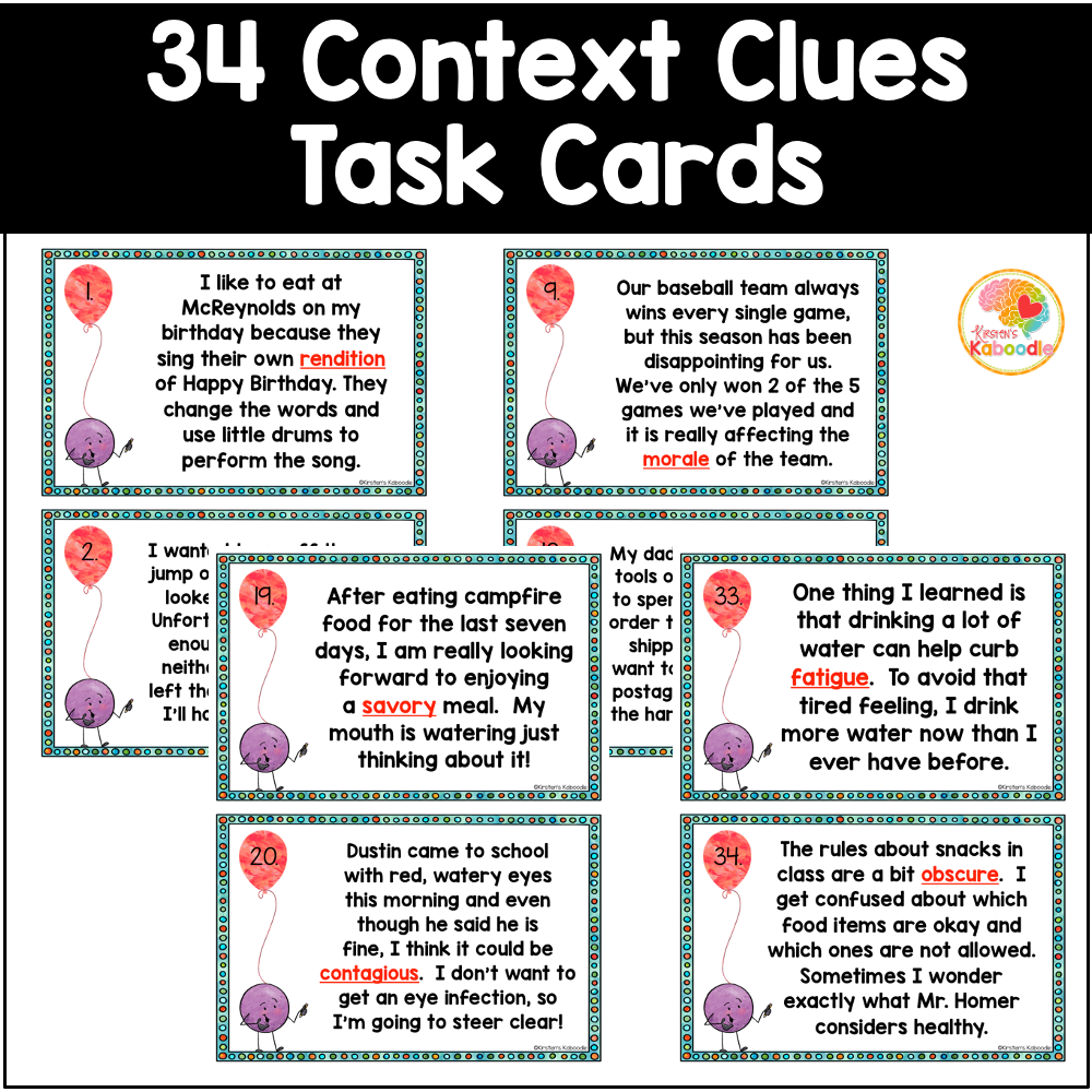 context-clues-task-cards-5th-grade