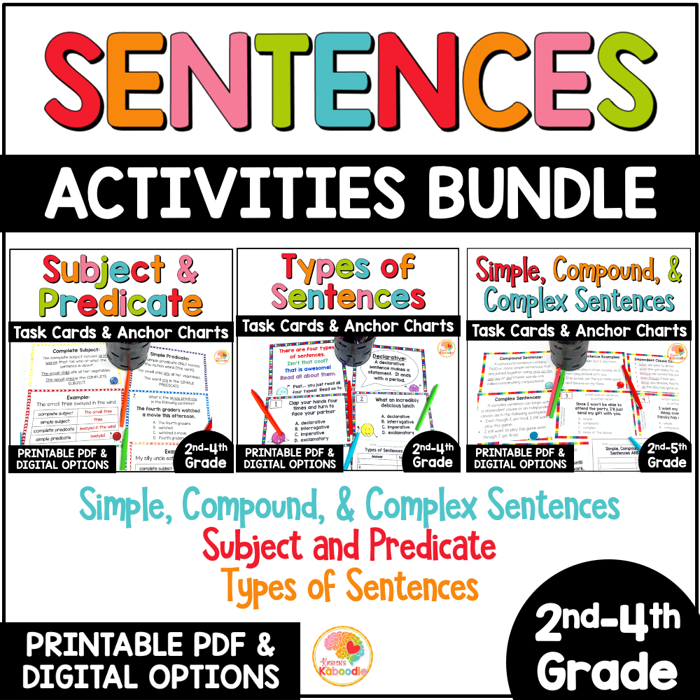 sentence-structure-task-cards-activities