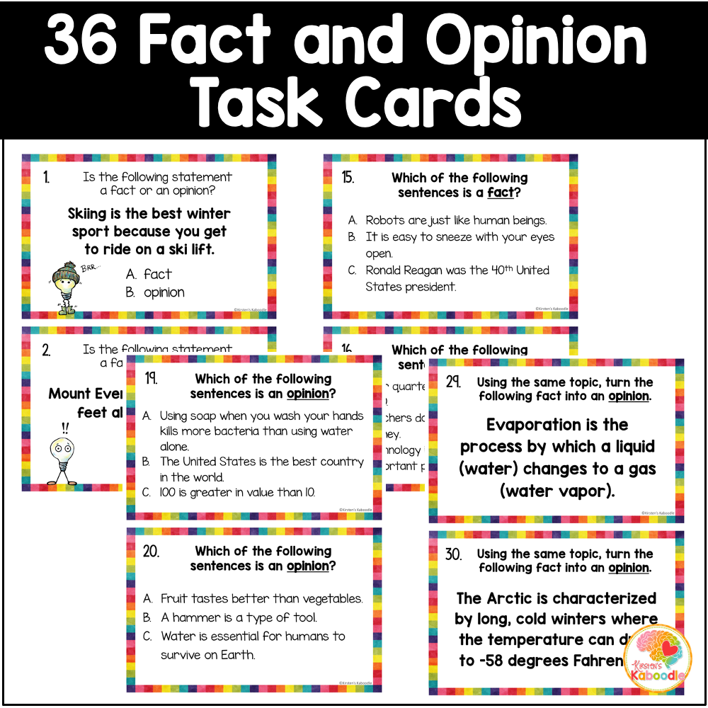Fact And Opinion Sorting Cards