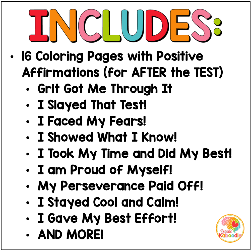 After State Testing Activities: Fun Coloring Pages with Positive Affirmations - Image 2