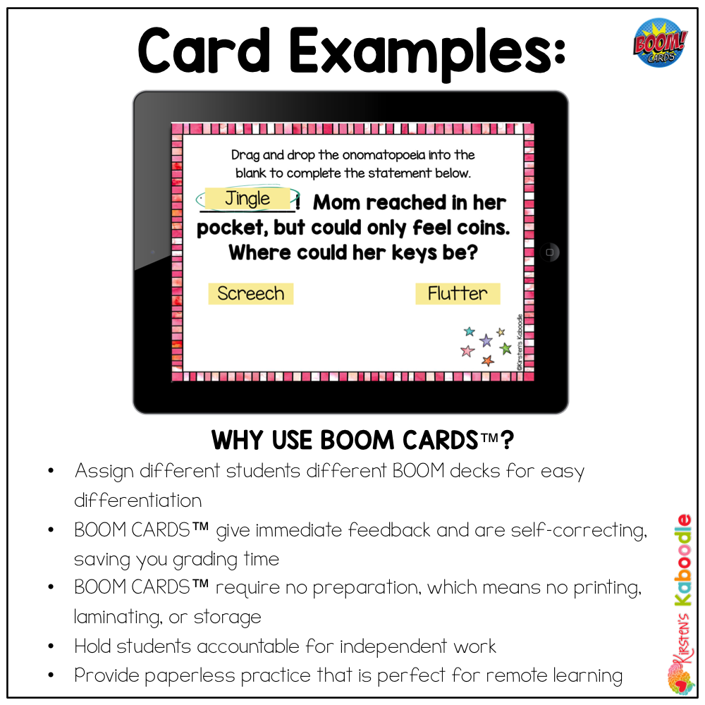 Onomatopoeia BOOM CARDS ™ Interactive Digital Task Cards - Image 2
