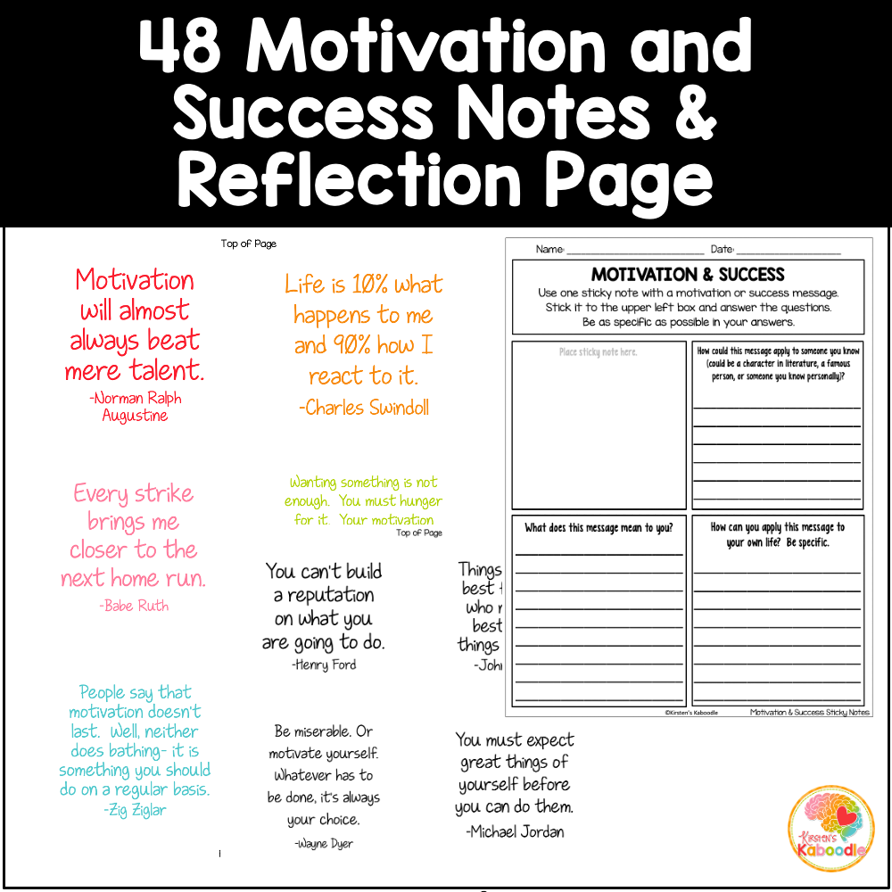 success-motivation quotes-sticky-notes-activity