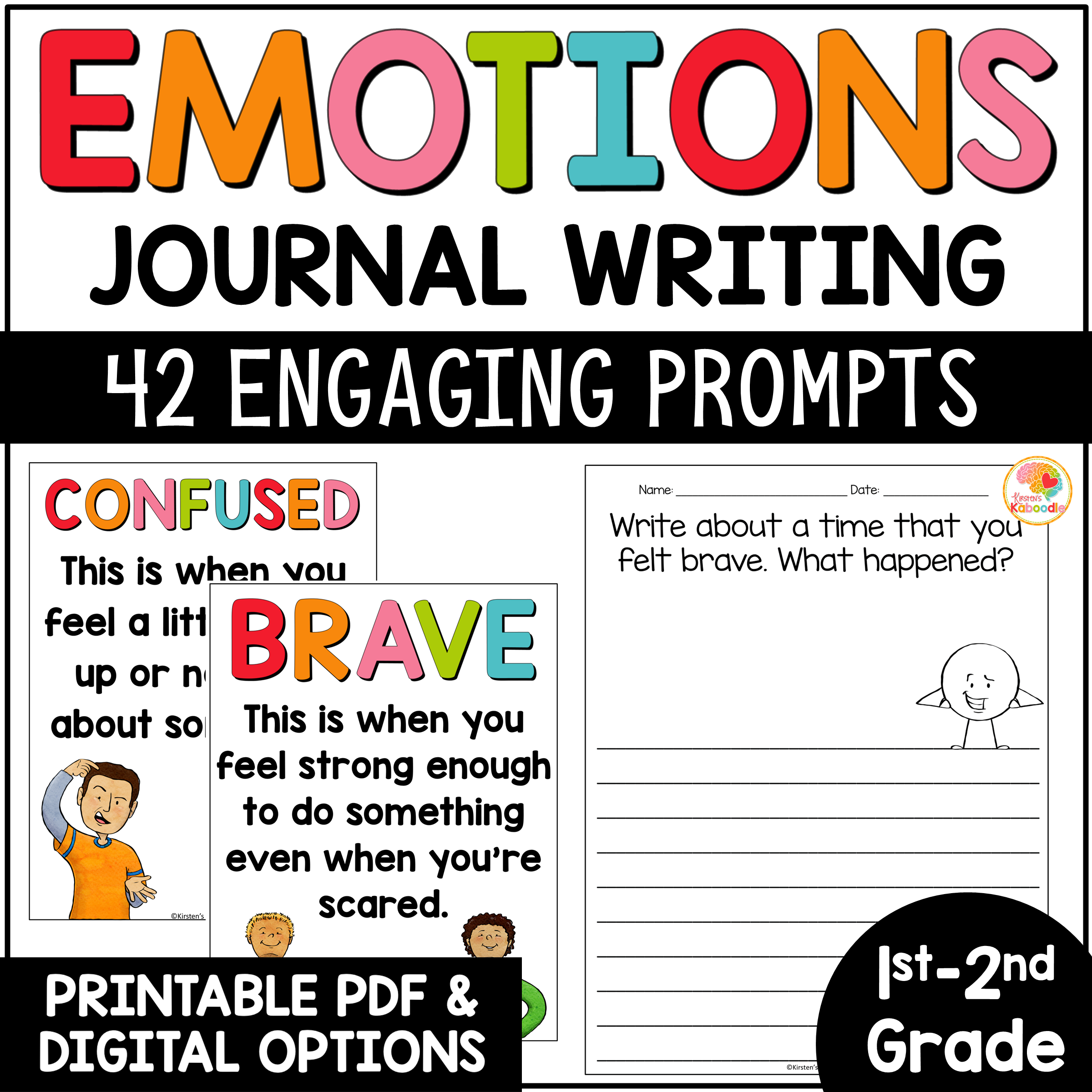 Daily Journal Prompts Morning Work Emotions | Feelings Posters w/ Writing Prompt 1st and 2nd Grade