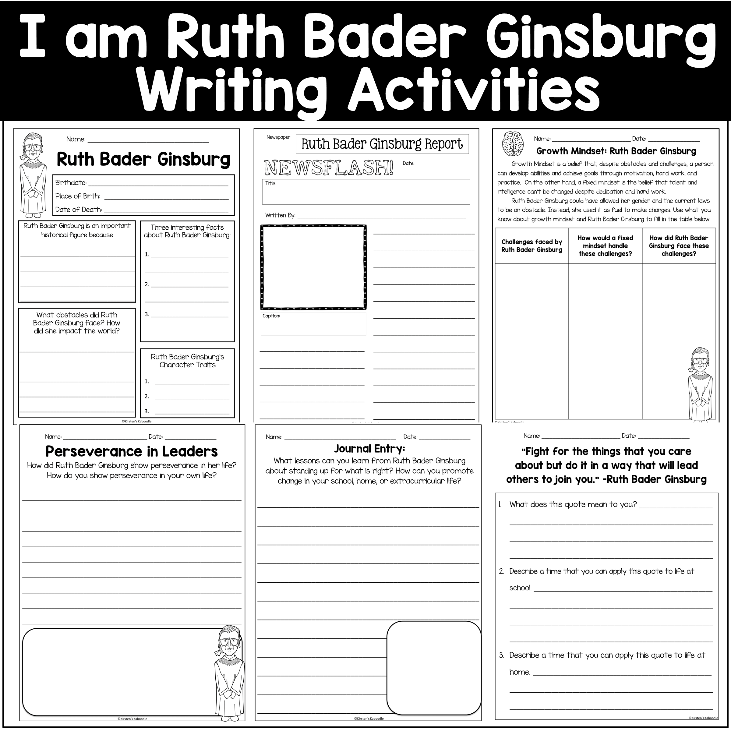 I am Ruth Bader Ginsburg by Brad Meltzer Literature Unit Activities w/ Digital Option - Image 4