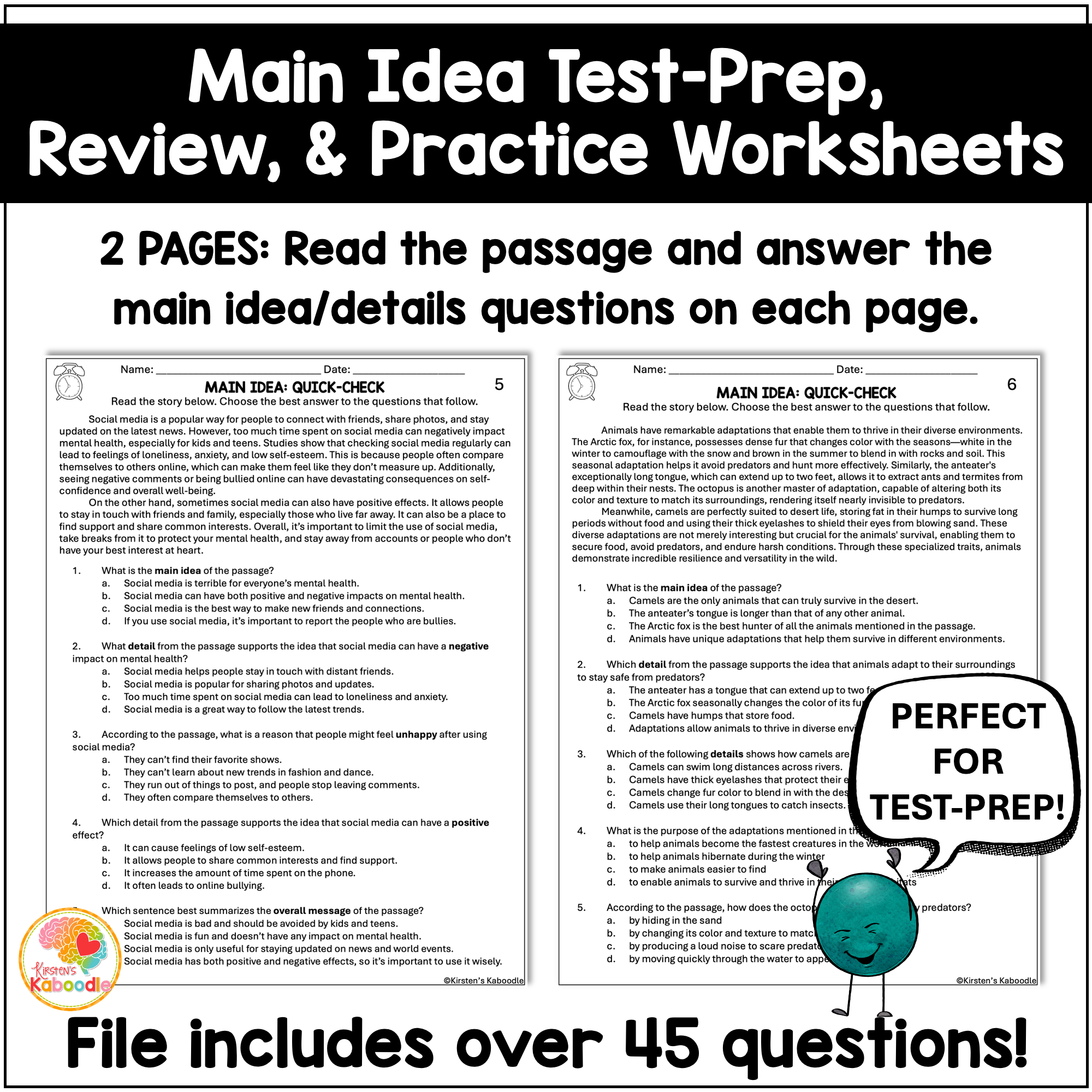 main-idea-review-worksheets-test-prep-quick-checks-activity