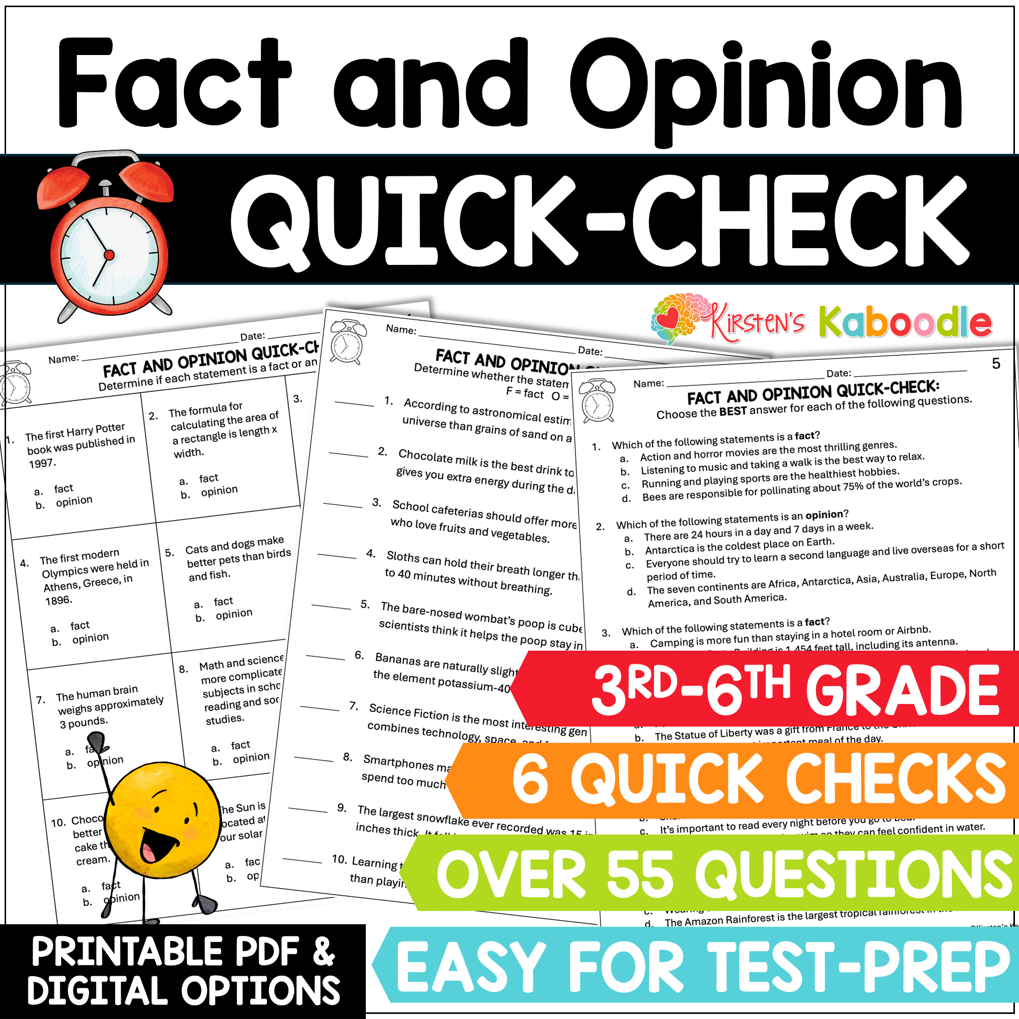 fact-and-opinion-quick-checks-worksheets
