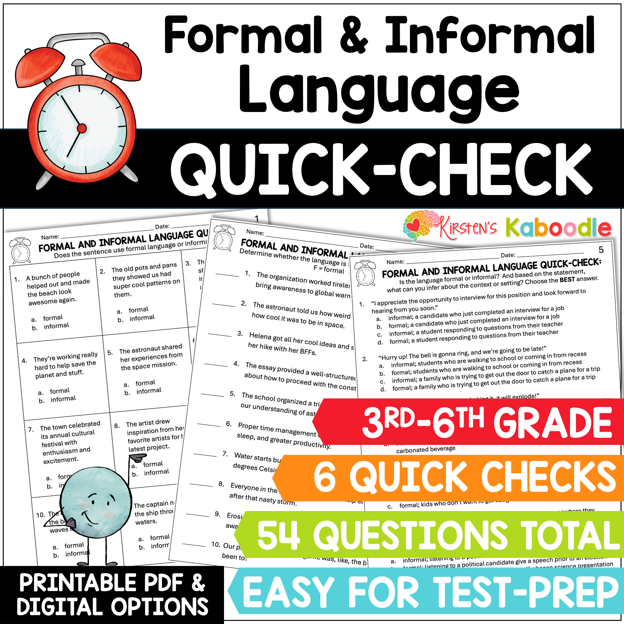 formal-informal-language-quick-check-worksheets