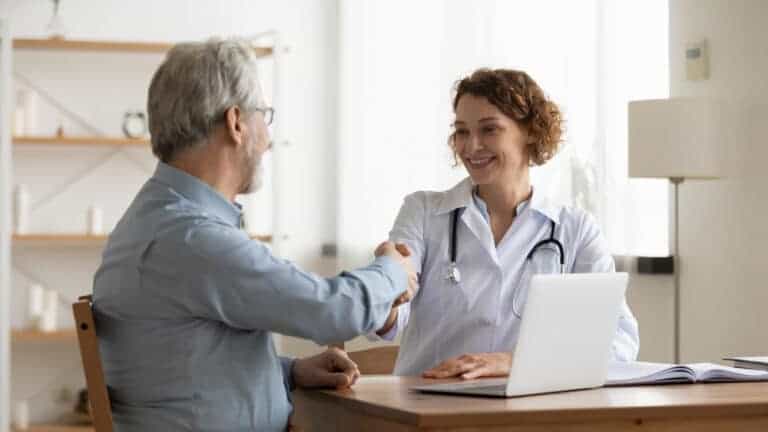 Happy patient during doctor visit