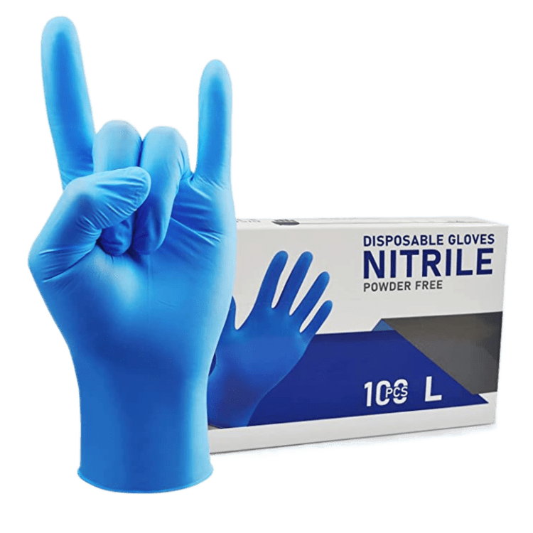 Blue nitrile gloves, powder-free, size large. 100 pcs.