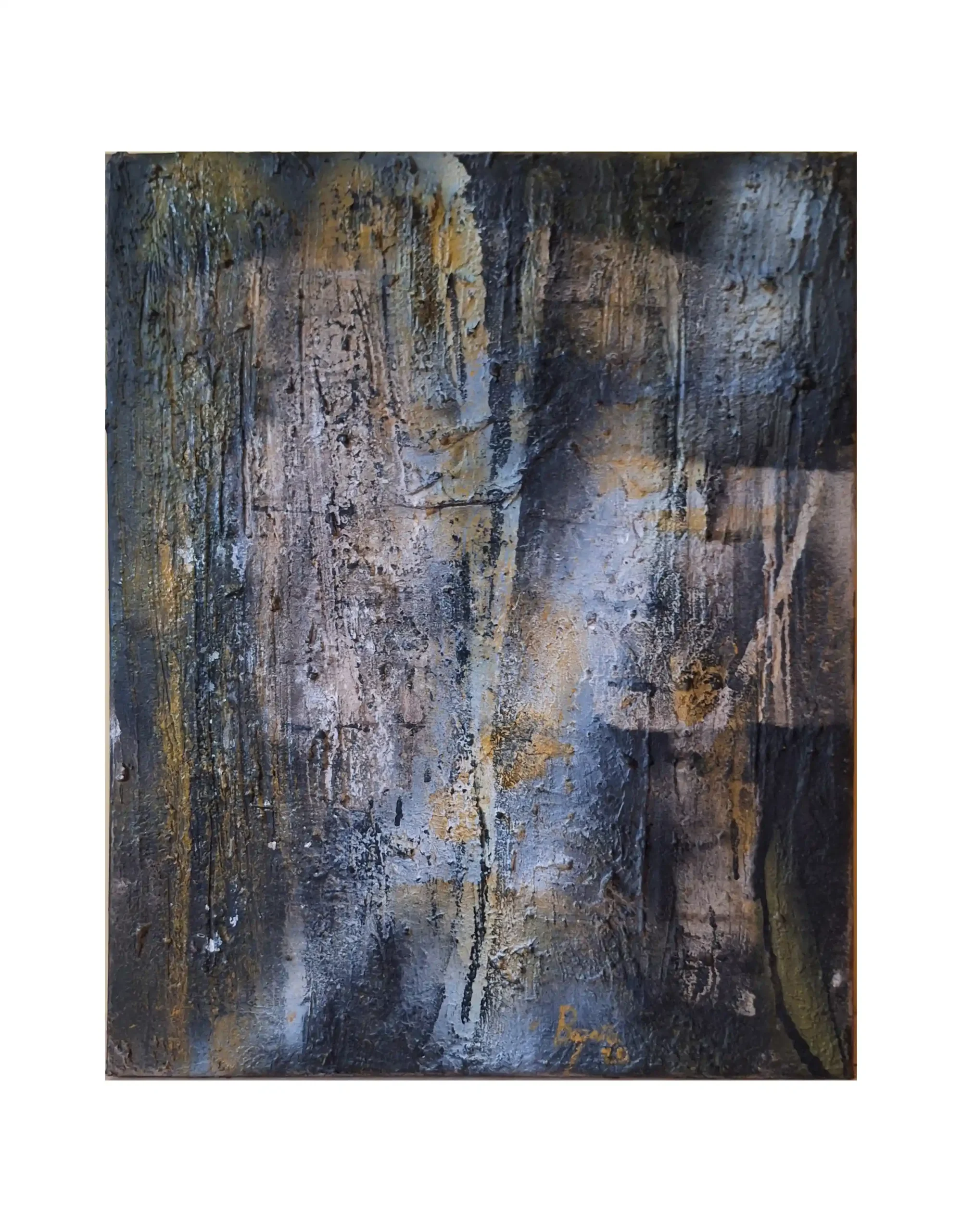 INTERROGANT_Pumice_acrilico_e_spray_su_tela_40x50cm_risultato