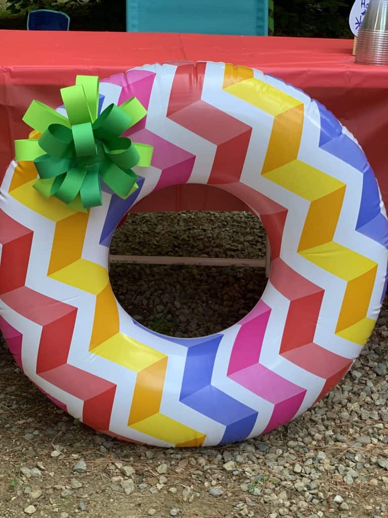 pool noodle wreath for our christmas in july at camp