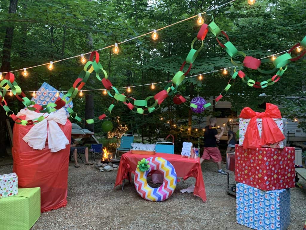 scene of our christmas in july campsite