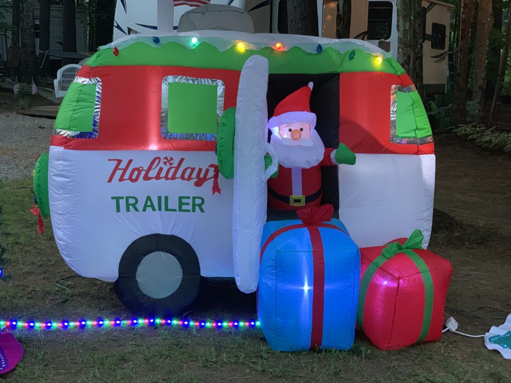 Christmas decor at the campground