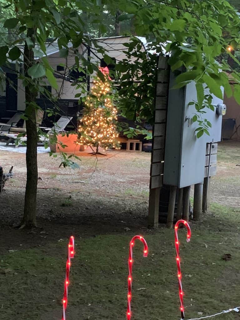 Christmas decor at the campground