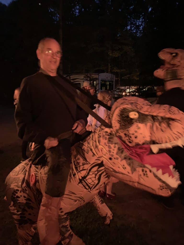 halloween camping jurassic park theme