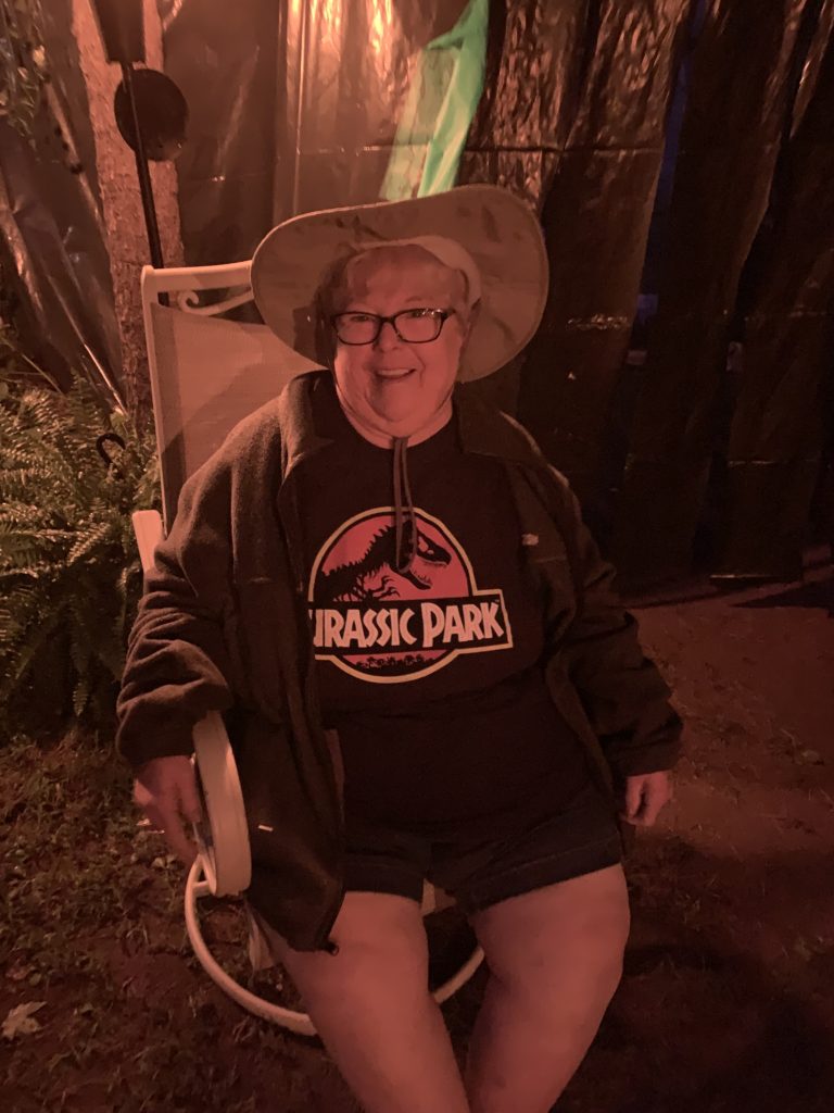 halloween camping jurassic park theme