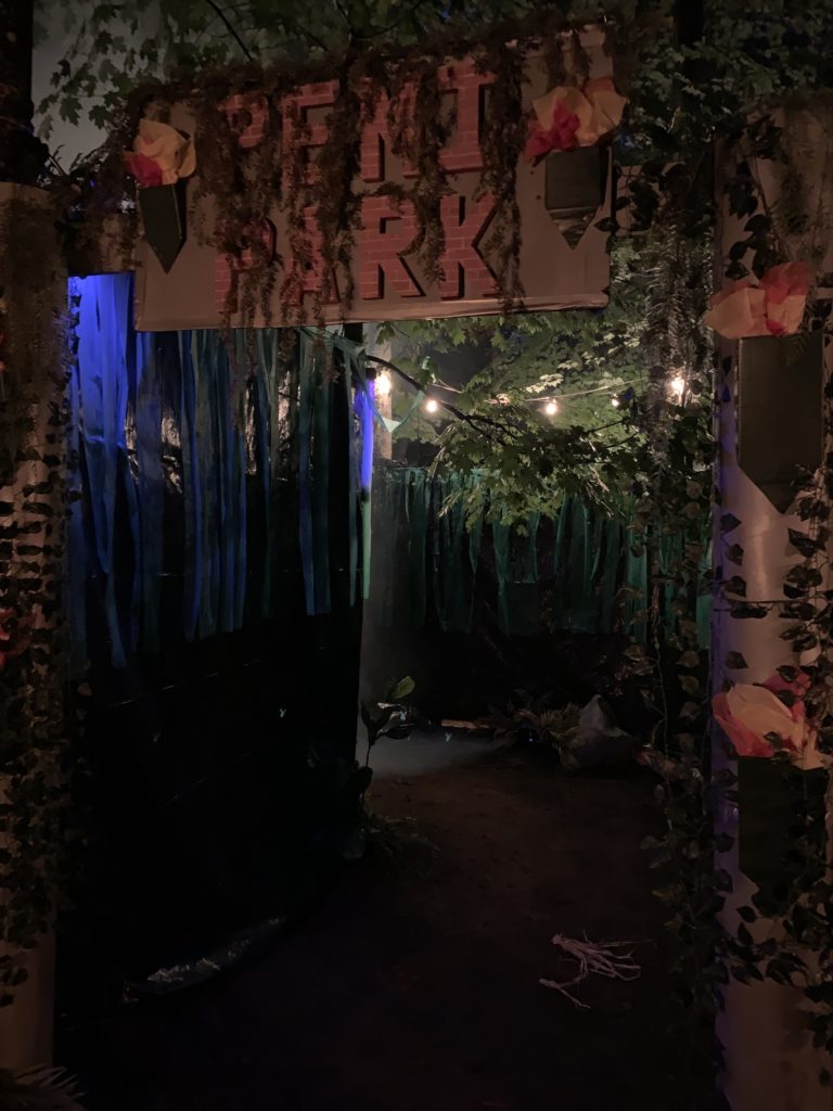 halloween camping jurassic park theme