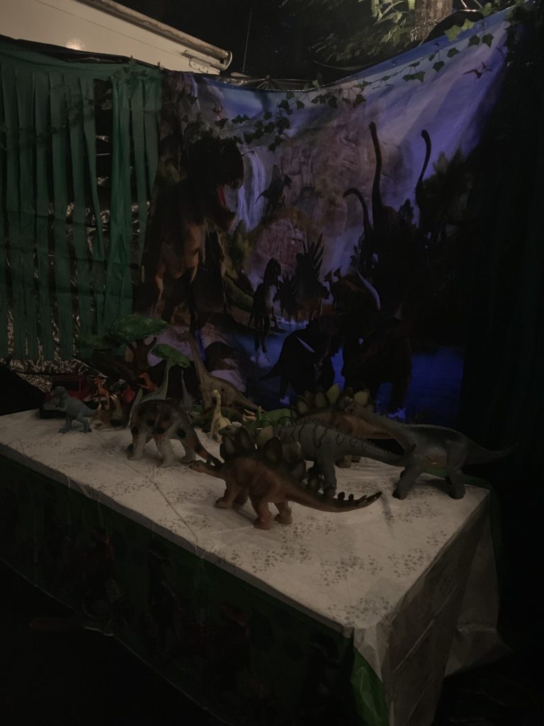 halloween camping jurassic park theme