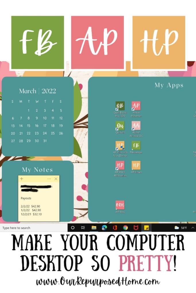 Image of a custom designed desktop background wallpaper and icons for your computer