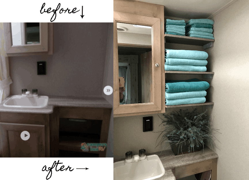 RV Renovation of bathroom, before and  after