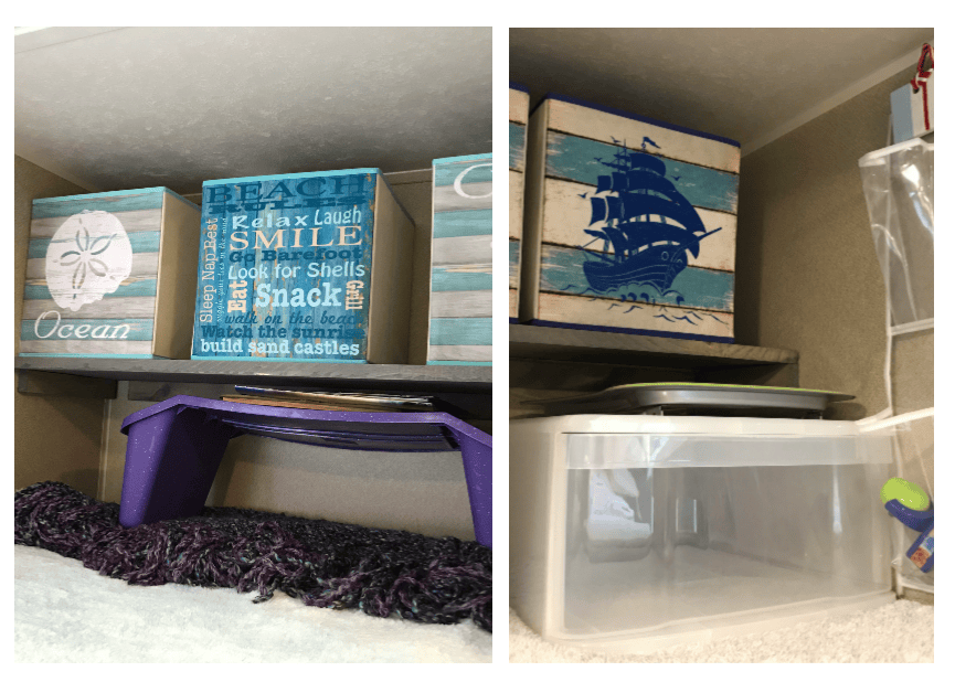 RV reno of the bunk room storage