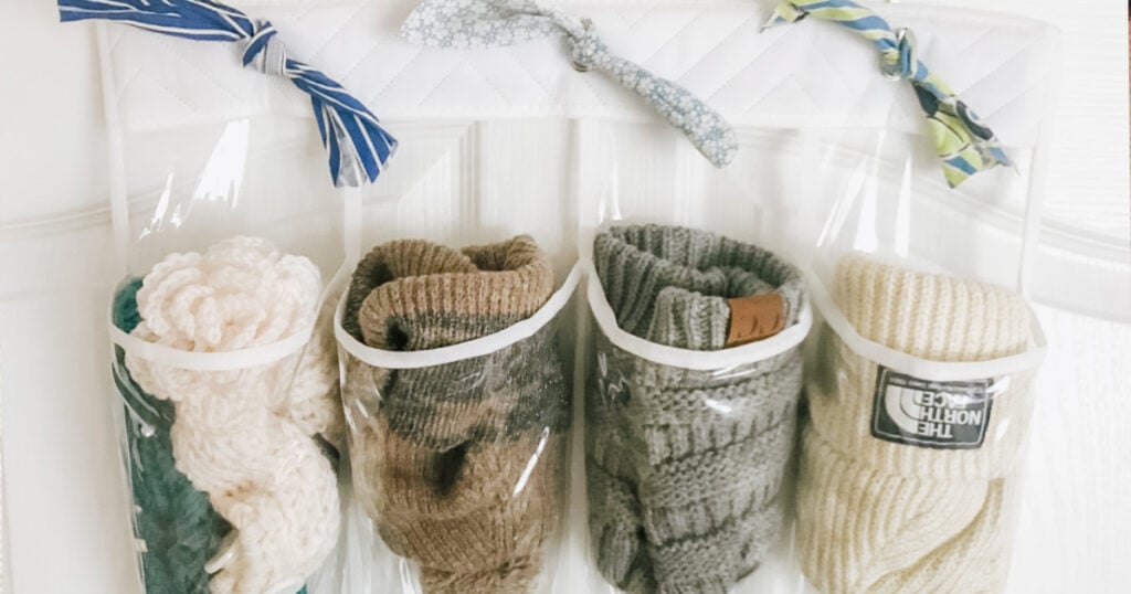 how to hang scarves in a closet. plastic shoe storage to organize scarves
