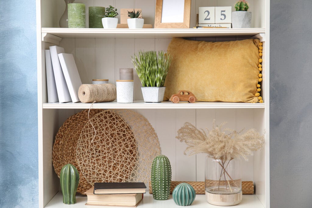 pretty decorated shelves