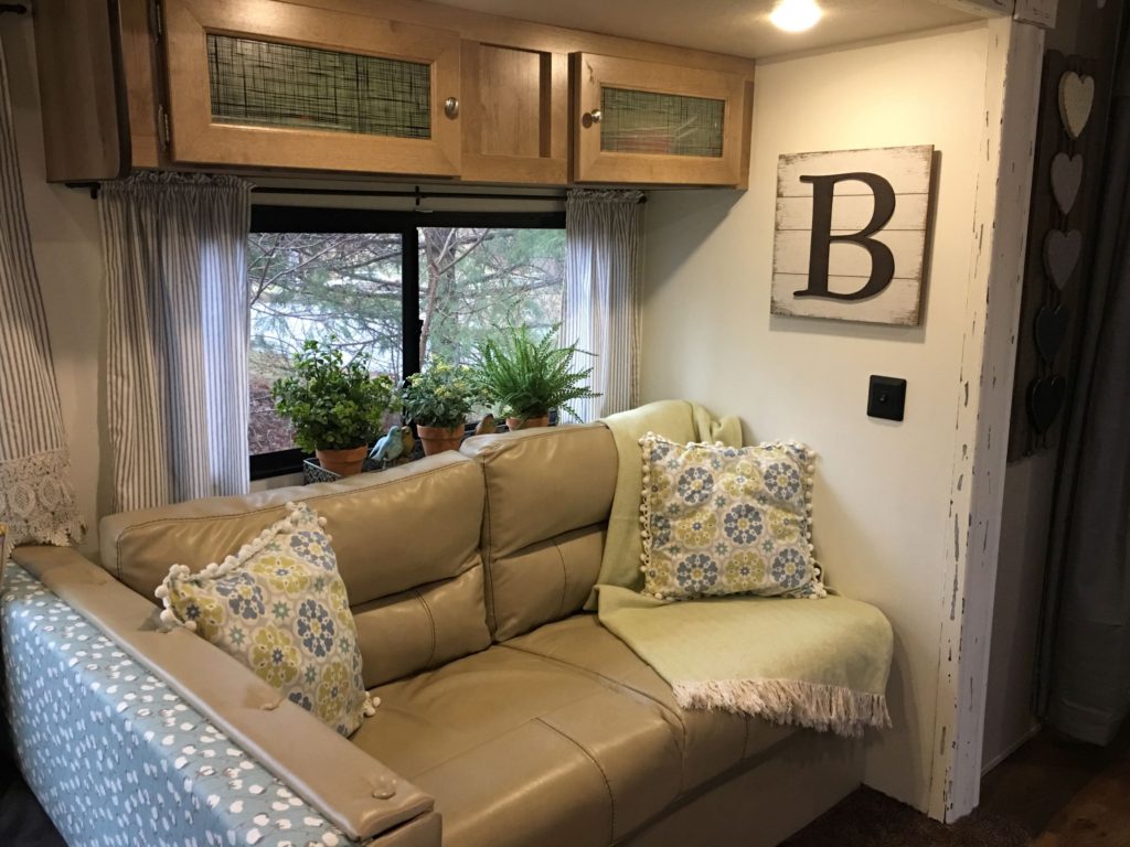 RV desk area before
