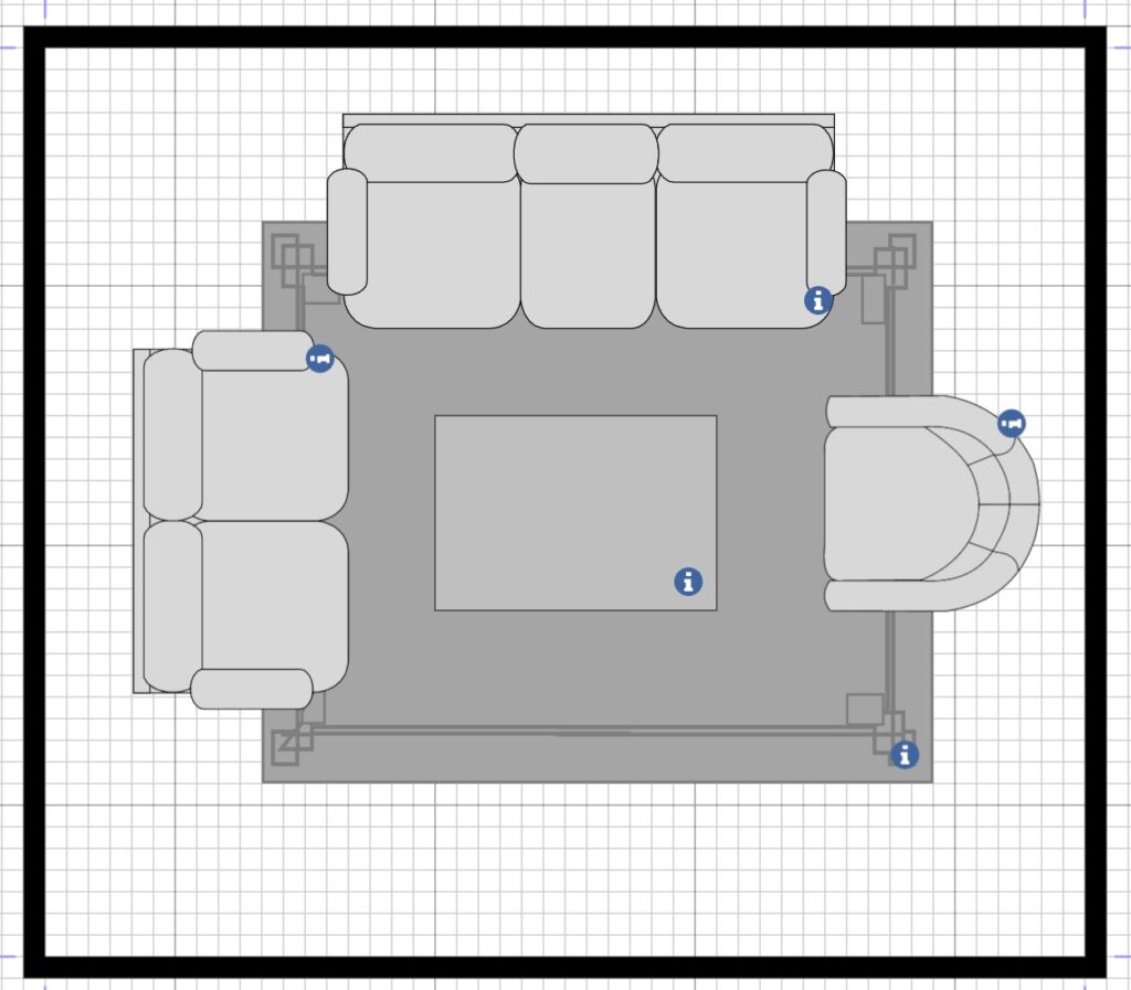 living room floor plan with area rug