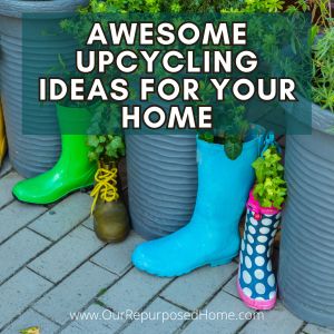 old boots transformed into planters