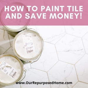 paint cans and tile floor for a post about painting tile at home