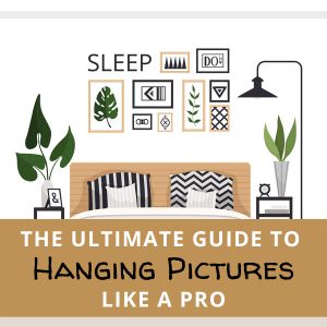 bed with artwork above for a post about how to arrange artwork