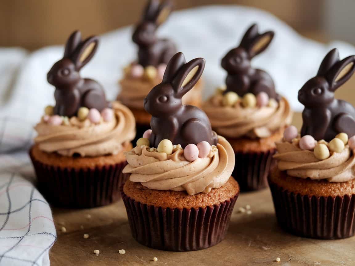 Easter’s Sweetest Treat: 14 Coffee Cupcakes You’ll Love for Easter 10 10. Hazelnut Latte Cupcakes with Chocolate Bunny Toppers