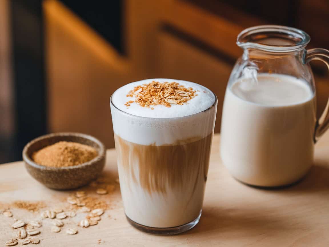 Cozy Up This Fall Season with 14 Delicious Fall-Inspired Coffee Recipes 10 11. Brown Sugar Oat Milk Latte with Oat Topping