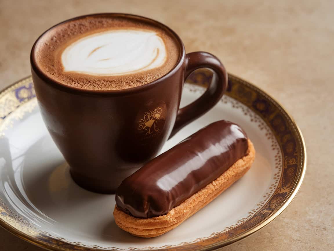 Brew & Bite: 15 Perfect Coffee and Pastry Pairings You’ve Got to Try 5 5. Mocha Accompanied by a Chocolate Éclair