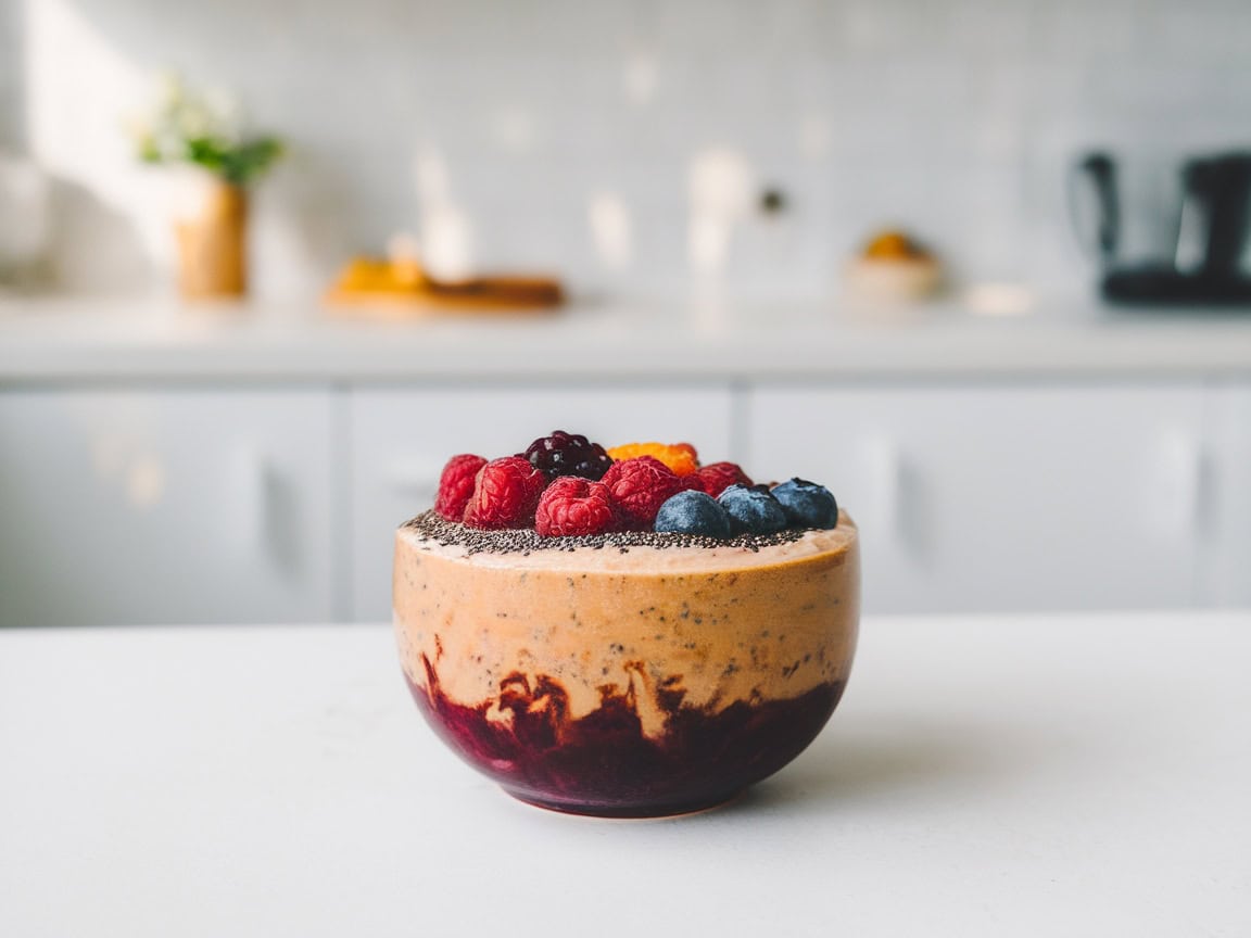 Creamy Coffee Smoothie Bowls That Eat Like Dessert 16 6. Berry Espresso Smoothie Bowl