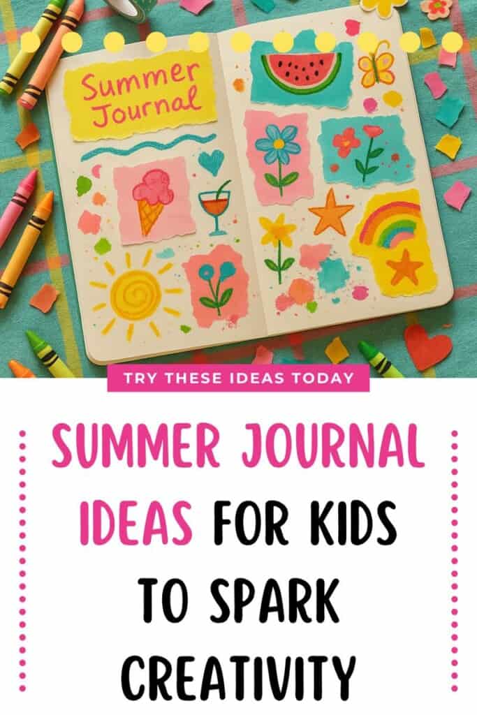 summer journal ideas for kids Pinterest pin for the summer journal ideas for kids post
