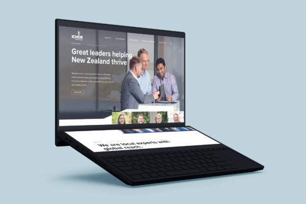 Laptop with branded web design by brand specialists Wonderlab.