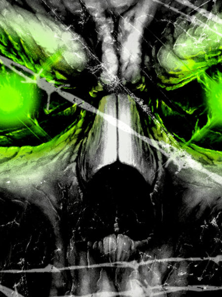 Glowing eyes of a skull used for a social media campaign by Wonderlab