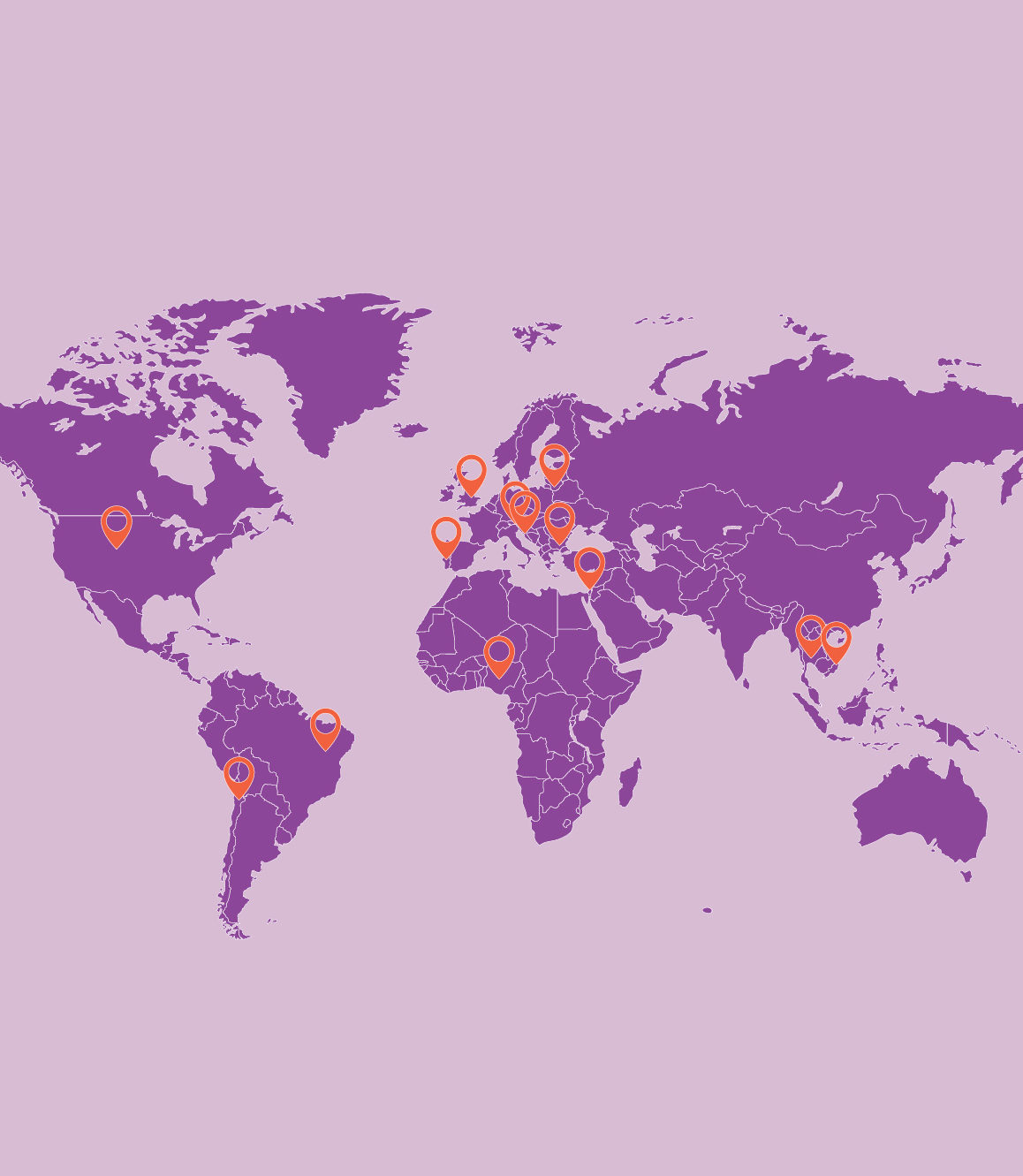 map of the world with pins