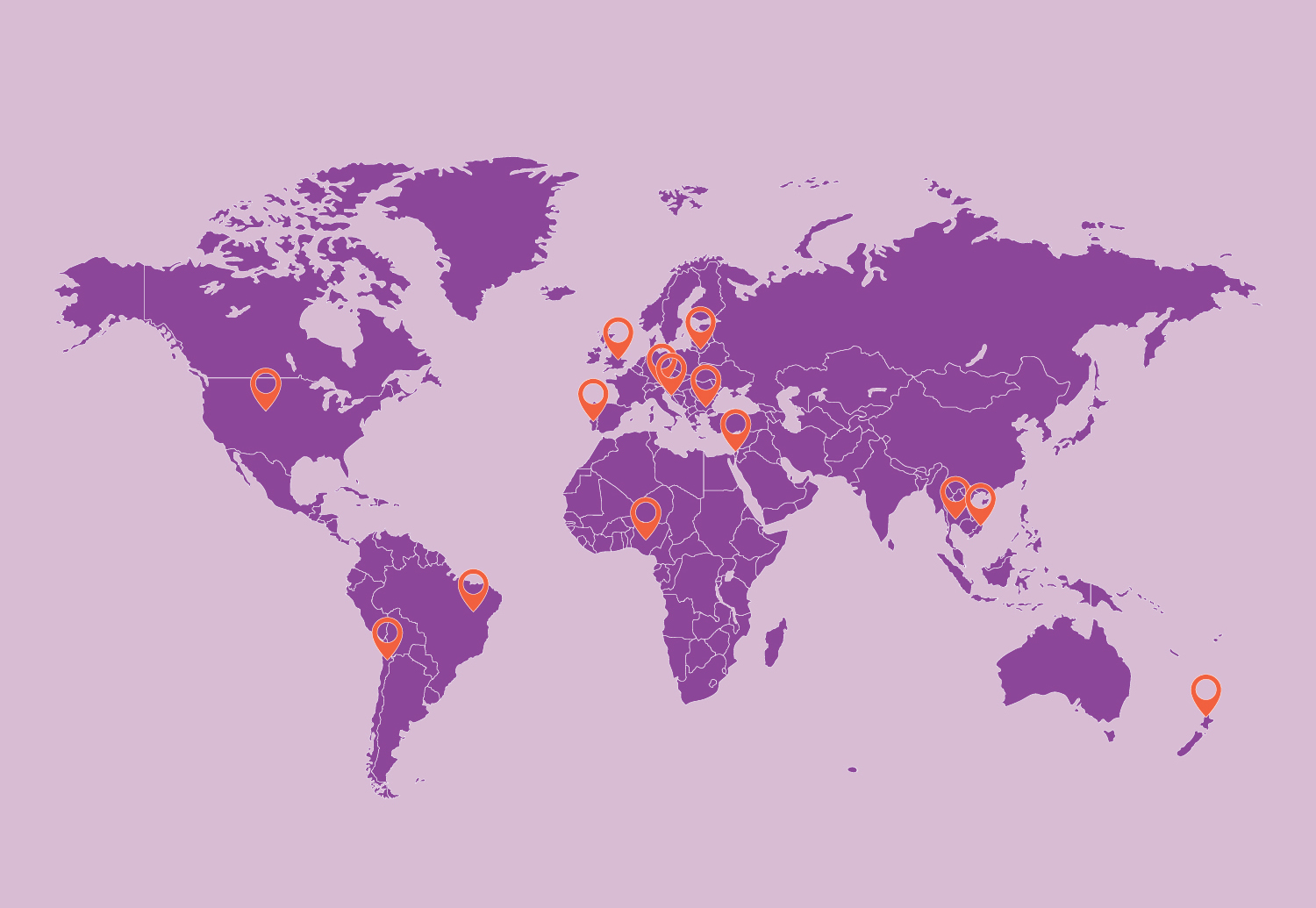 map of the world with pins