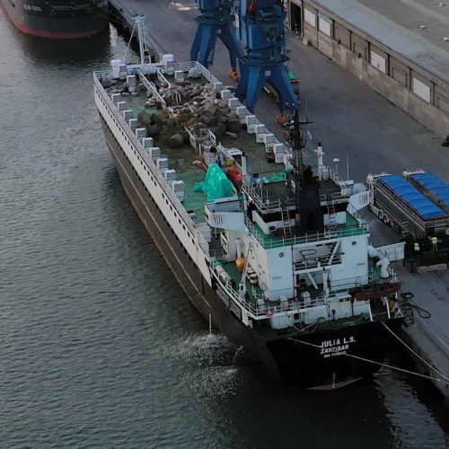 distant shot of a ship of the live exports